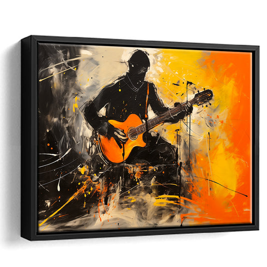 The Man Playing Guita Oil Painting, Framed Canvas Painting, Framed Canvas Prints Wall Art Decor