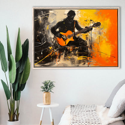 The Man Playing Guita Oil Painting, Framed Canvas Painting, Framed Canvas Prints Wall Art Decor