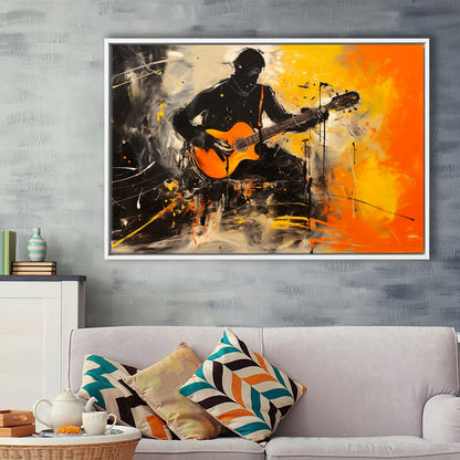 The Man Playing Guita Oil Painting, Framed Canvas Painting, Framed Canvas Prints Wall Art Decor