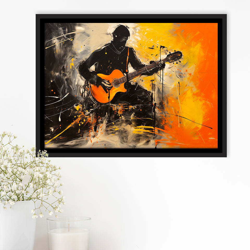 The Man Playing Guita Oil Painting, Framed Canvas Painting, Framed Canvas Prints Wall Art Decor