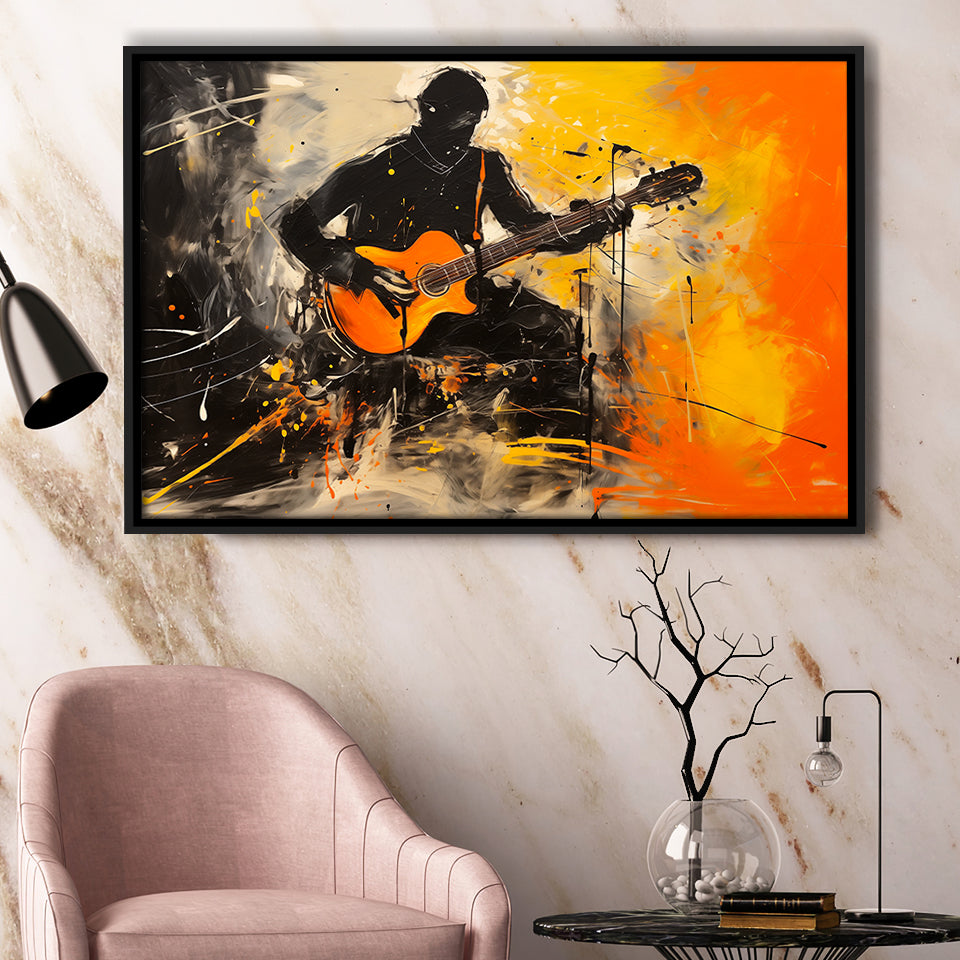 The Man Playing Guita Oil Painting, Framed Canvas Painting, Framed Canvas Prints Wall Art Decor