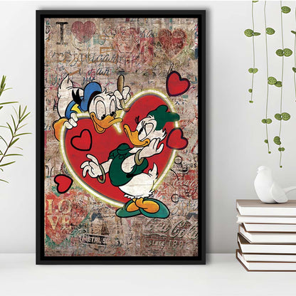 The Moment Of Love, Colorful Graffiti Painting Art, Framed Canvas Print, Floating Frame, Luxury Wall Art Decor