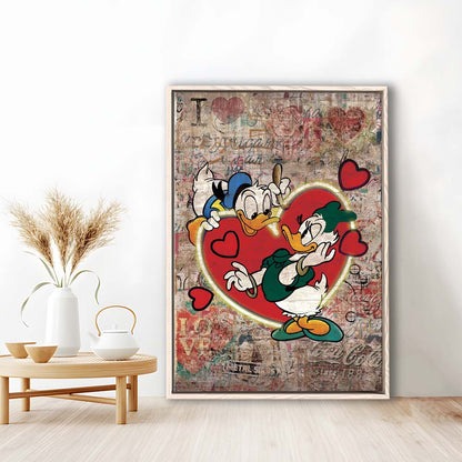 The Moment Of Love, Colorful Graffiti Painting Art, Framed Canvas Print, Floating Frame, Luxury Wall Art Decor