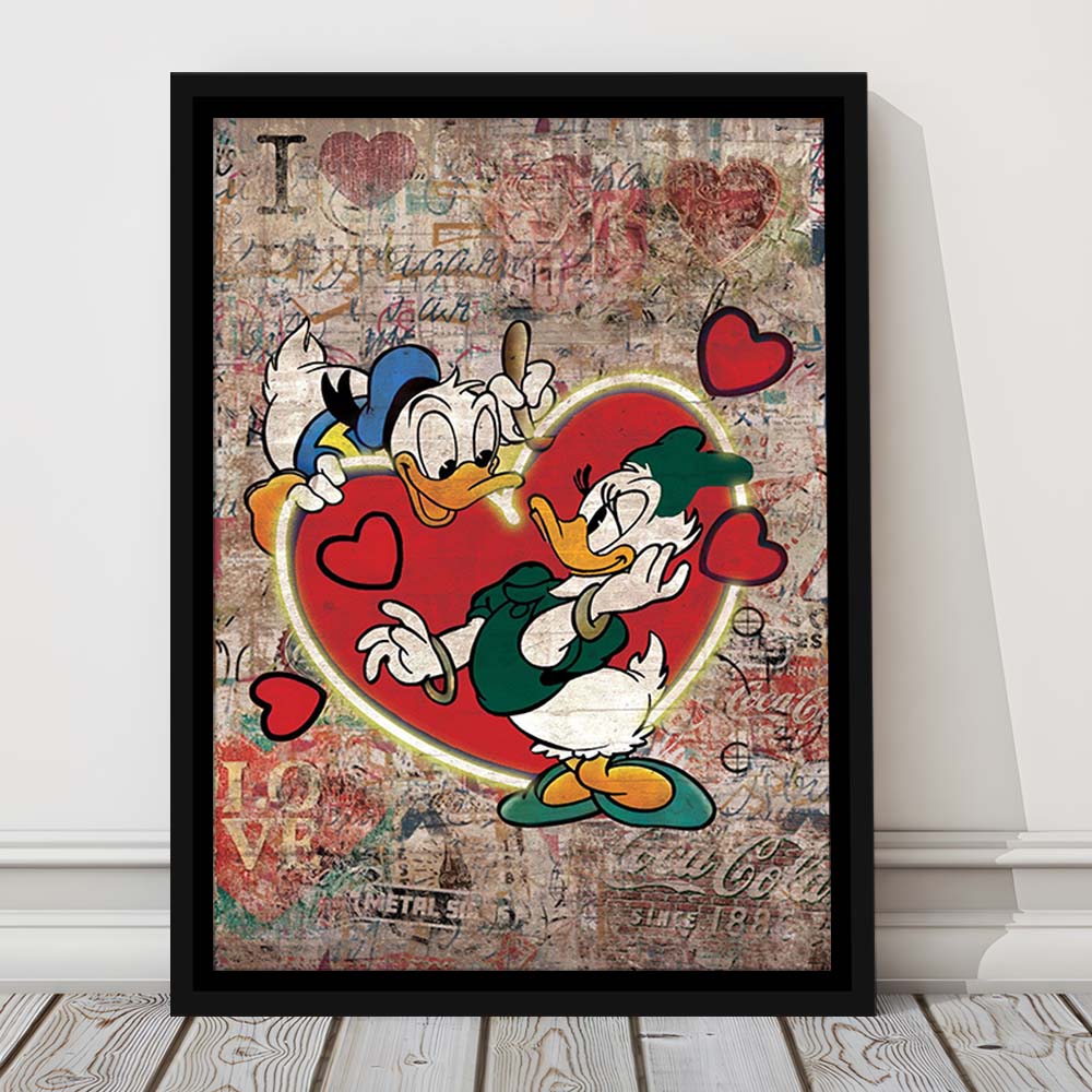 The Moment Of Love, Colorful Graffiti Painting Art, Framed Canvas Print, Floating Frame, Luxury Wall Art Decor