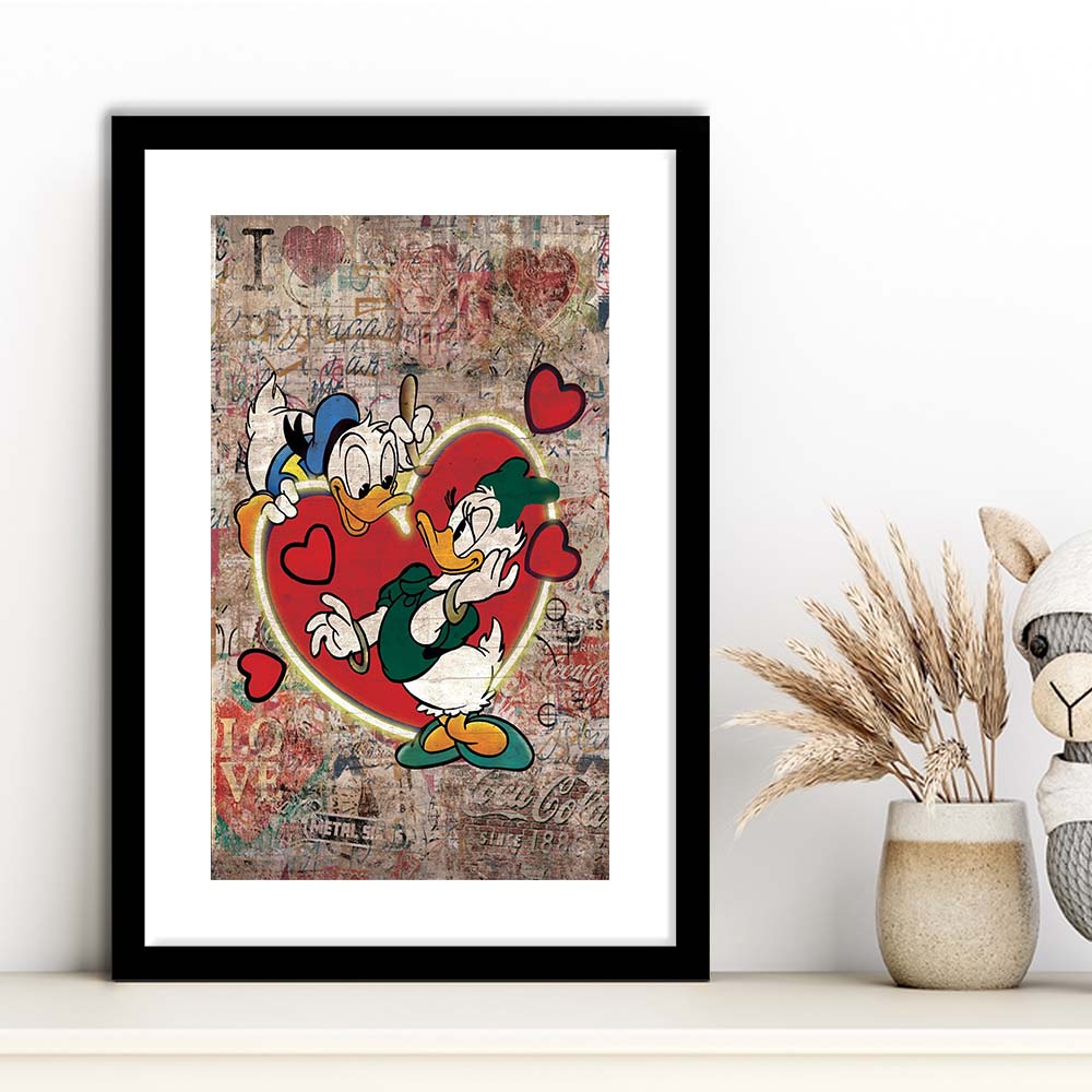 The Moment Of Love, Colorful Graffiti Painting Art, Framed Art Print, Luxury Pictures Framed, White Border