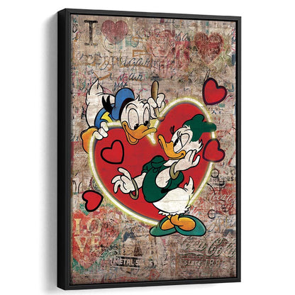 The Moment Of Love, Colorful Graffiti Painting Art, Framed Canvas Print, Floating Frame, Luxury Wall Art Decor