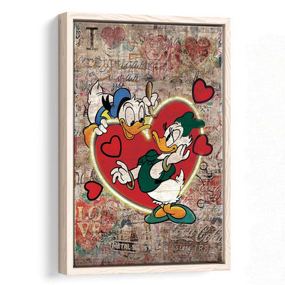 The Moment Of Love, Colorful Graffiti Painting Art, Framed Canvas Print, Floating Frame, Luxury Wall Art Decor