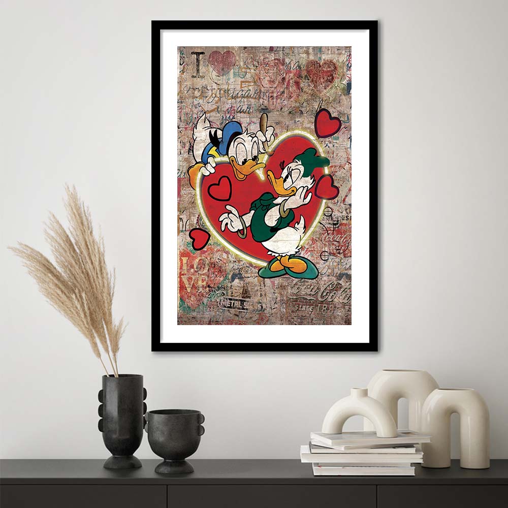 The Moment Of Love, Colorful Graffiti Painting Art, Framed Art Print, Luxury Pictures Framed, White Border