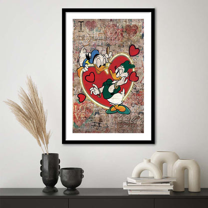 The Moment Of Love, Colorful Graffiti Painting Art, Framed Art Print, Luxury Pictures Framed, White Border