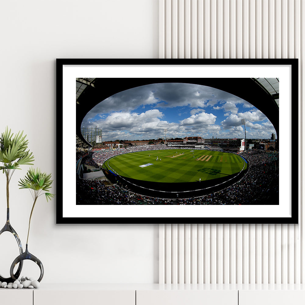 The Oval Ground in London, Stadium Canvas, Sport Art, Gift for him, White Border Framed Art Print Wall Decor