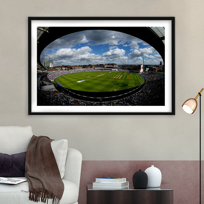 The Oval Ground in London, Stadium Canvas, Sport Art, Gift for him, White Border Framed Art Print Wall Decor