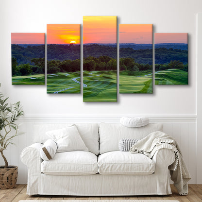 The Pete Dye Course At French Lick, Golf Art Print, 5 Pieces Mixed Canvas Print Wall Art