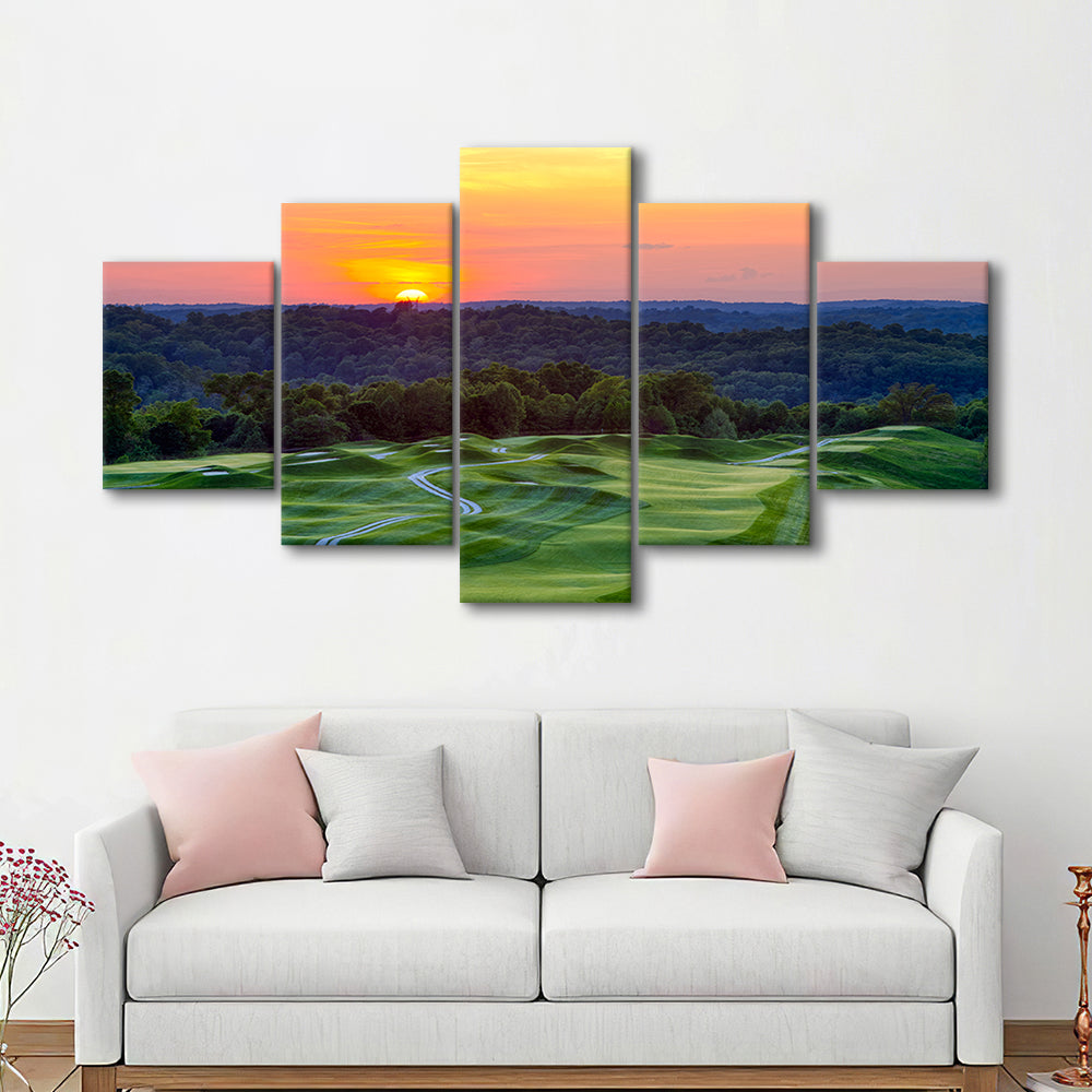 The Pete Dye Course At French Lick, Golf Art Print, 5 Pieces Mixed Canvas Print Wall Art