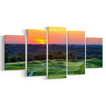 The Pete Dye Course At French Lick, Golf Art Print, 5 Pieces Mixed Canvas Print Wall Art