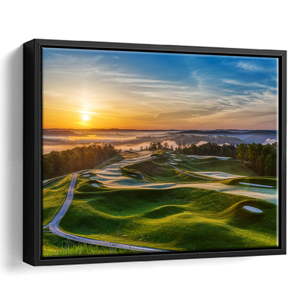 The Pete Dye Golf Course At French, Floating Framed Canvas Print Wall Art