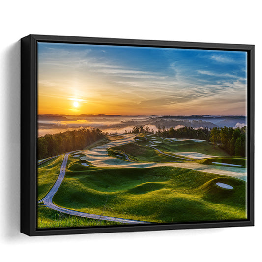 The Pete Dye Golf Course At French, Floating Framed Canvas Print Wall Art