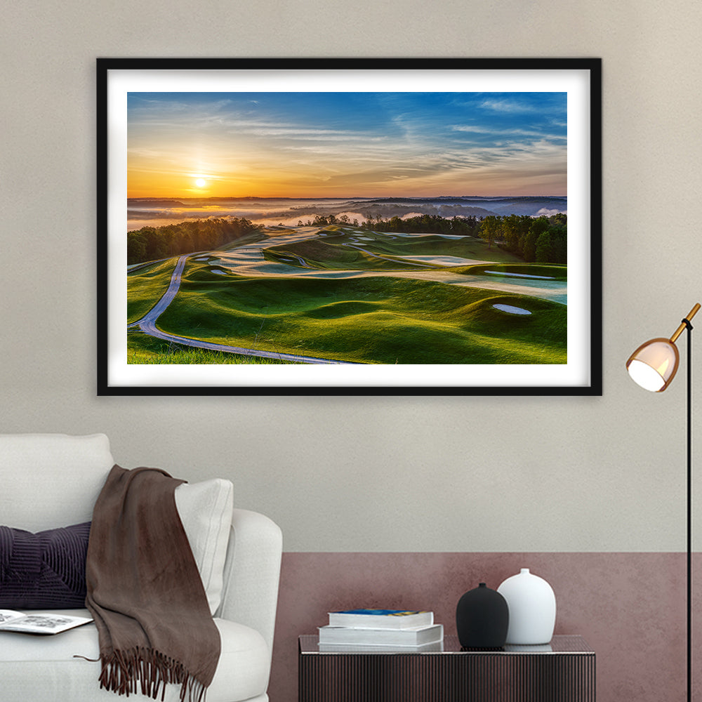 The Pete Dye Golf Course At French, Goft Art Print, Framed Art Print White Border Wall Decor