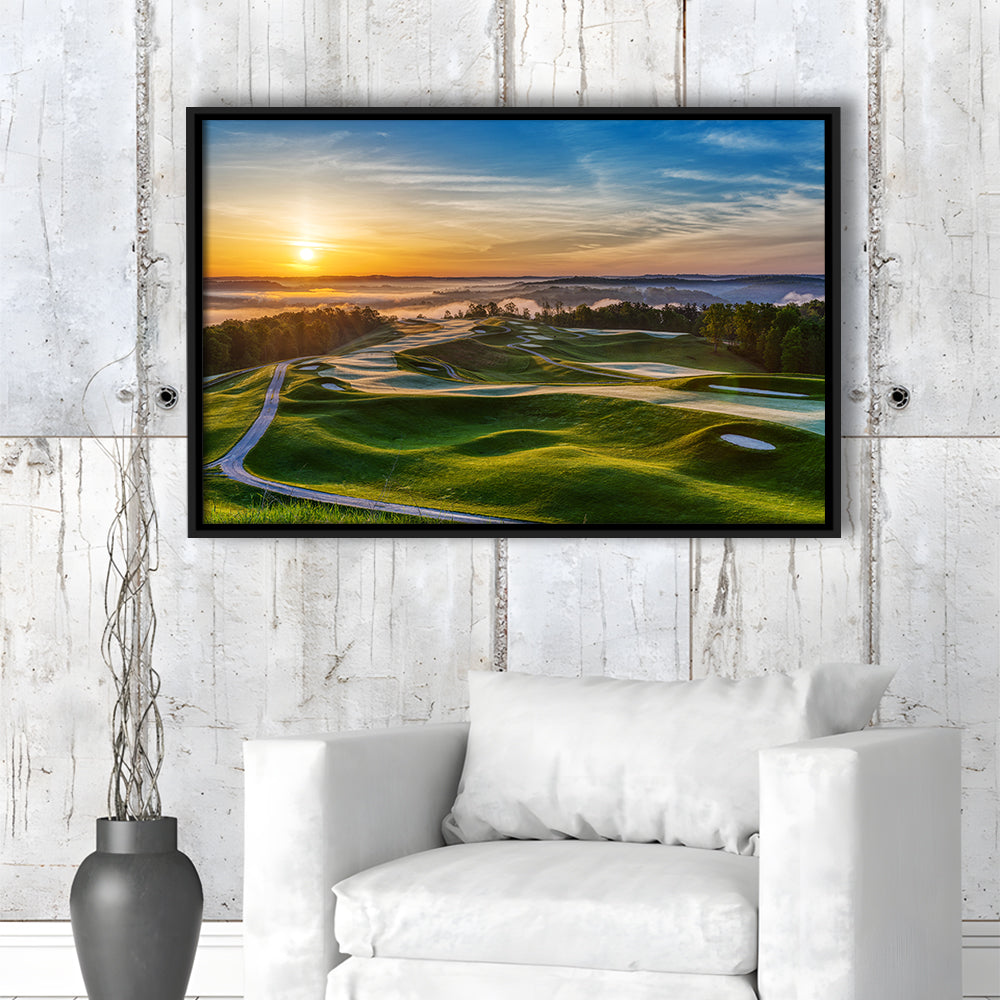 The Pete Dye Golf Course At French, Floating Framed Canvas Print Wall Art