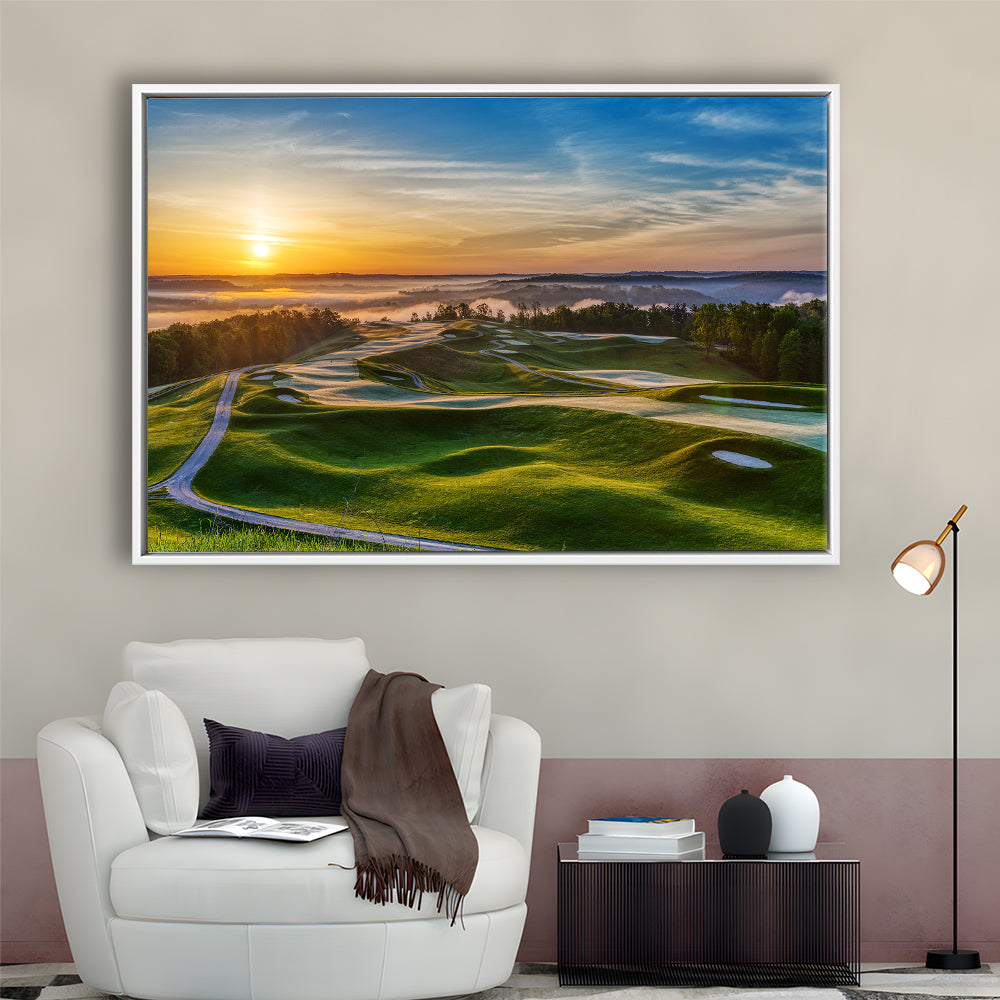 The Pete Dye Golf Course At French, Floating Framed Canvas Print Wall Art