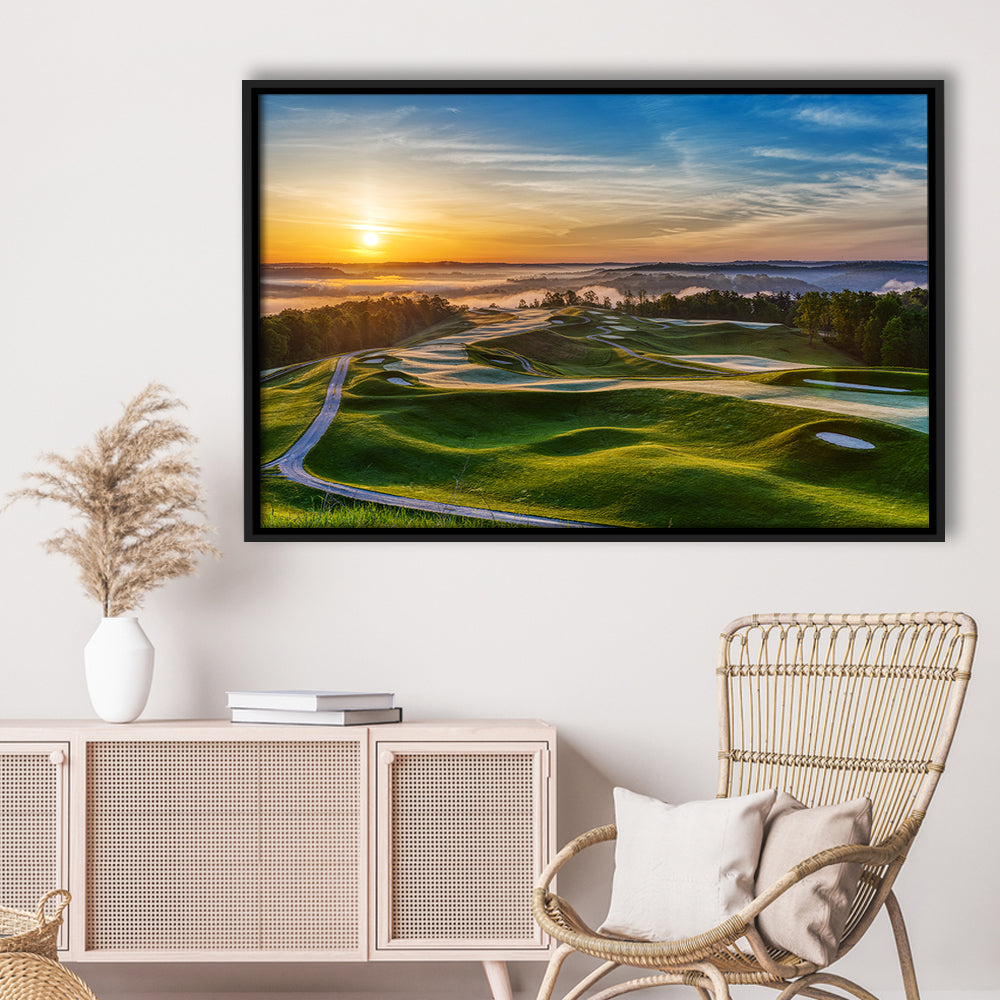 The Pete Dye Golf Course At French, Floating Framed Canvas Print Wall Art