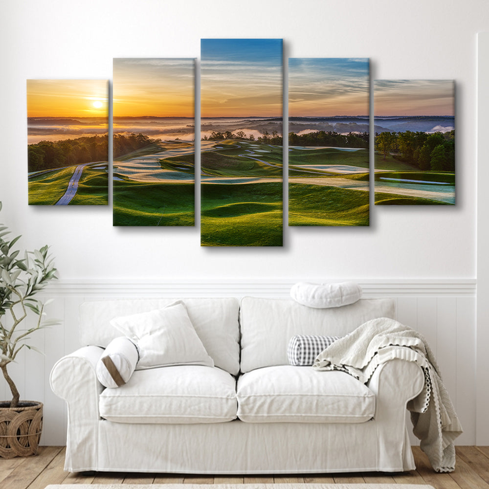 The Pete Dye Golf Course At French, Golf Art Print, 5 Pieces Mixed Canvas Print Wall Art
