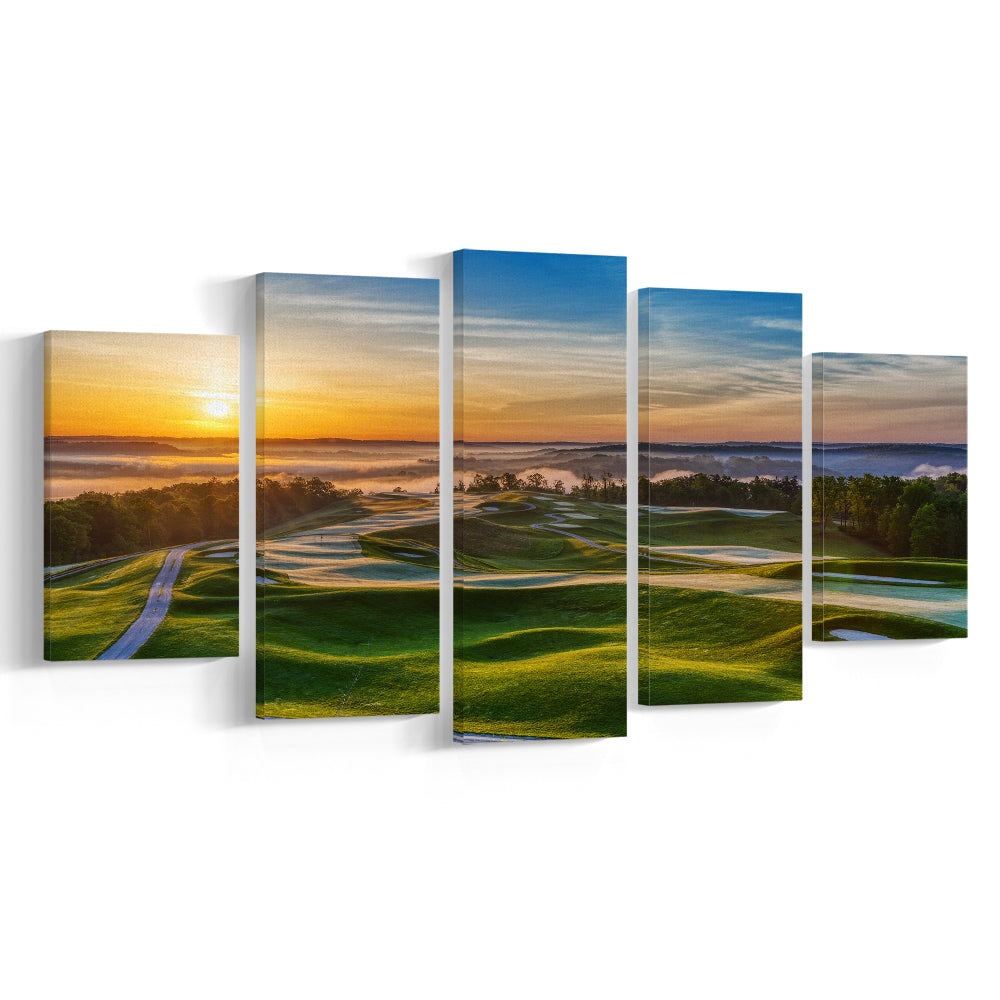 The Pete Dye Golf Course At French, Golf Art Print, 5 Pieces Mixed Canvas Print Wall Art