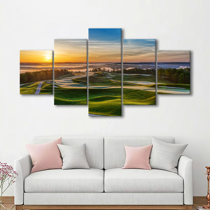 The Pete Dye Golf Course At French, Golf Art Print, 5 Pieces Mixed Canvas Print Wall Art