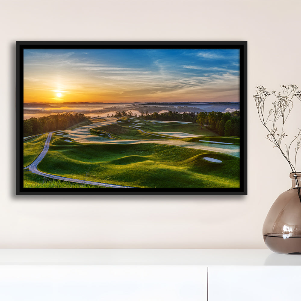 The Pete Dye Golf Course At French, Floating Framed Canvas Print Wall Art
