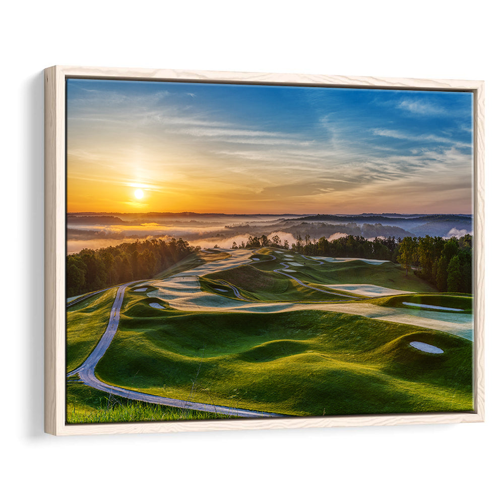 The Pete Dye Golf Course At French, Floating Framed Canvas Print Wall Art