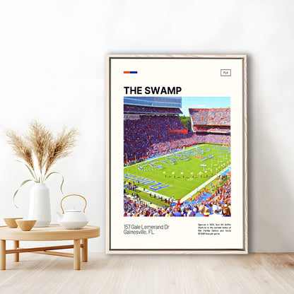 The Swamp Florida Gators Stadium Print, Florida Gators Stadium Art, Man Cave Gift, Floating Framed Canvas Print Wall Art