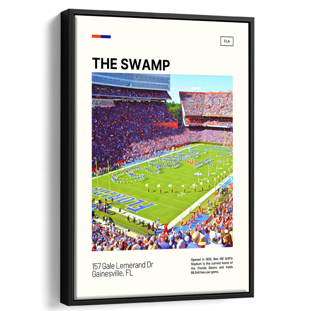 The Swamp Florida Gators Stadium Print, Florida Gators Stadium Art, Man Cave Gift, Floating Framed Canvas Print Wall Art