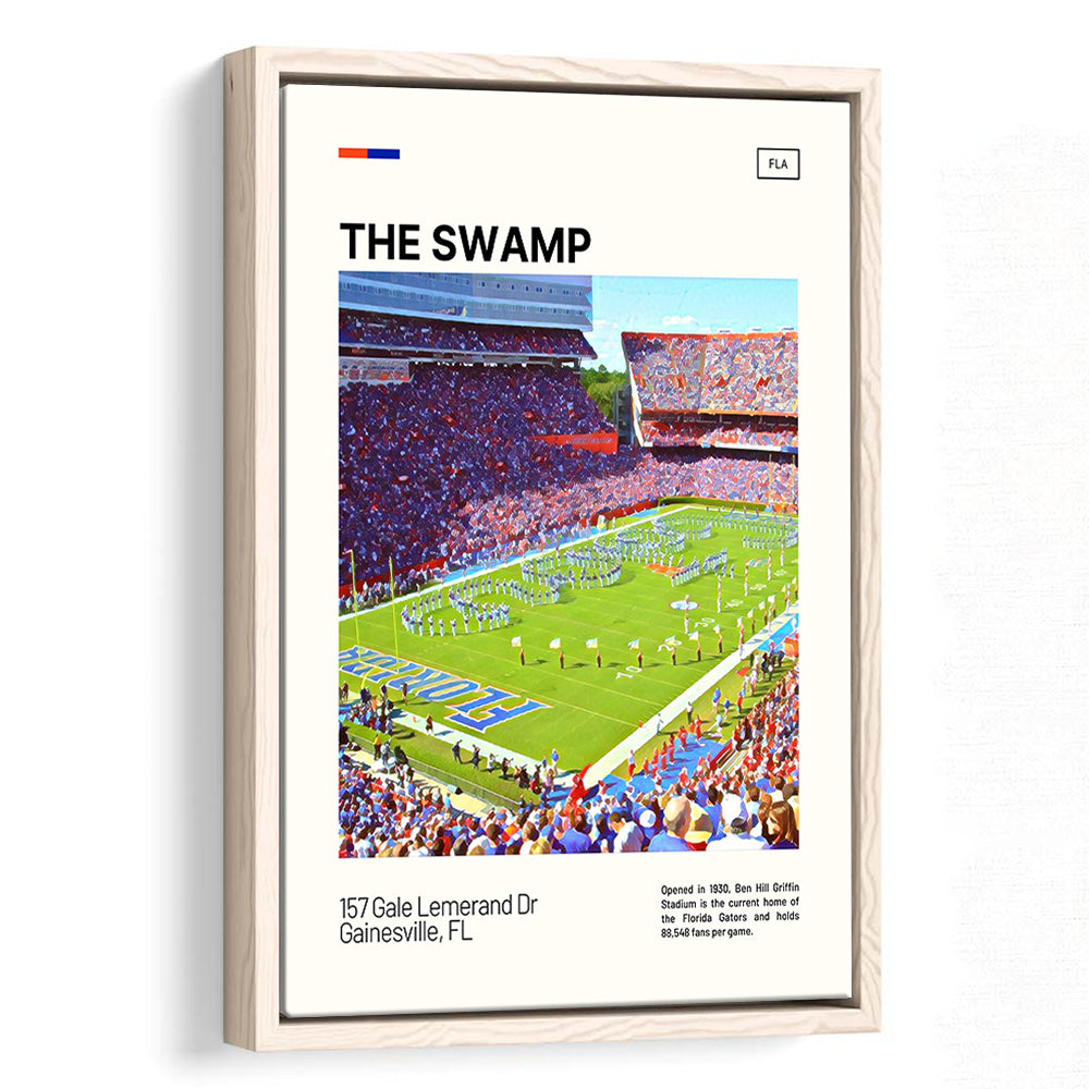 The Swamp Florida Gators Stadium Print, Florida Gators Stadium Art, Man Cave Gift, Floating Framed Canvas Print Wall Art