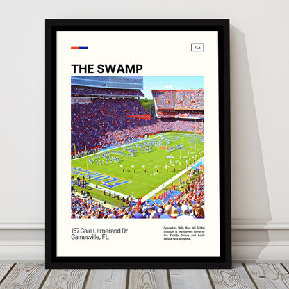 The Swamp Florida Gators Stadium Print, Florida Gators Stadium Art, Man Cave Gift, Floating Framed Canvas Print Wall Art