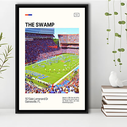 The Swamp Florida Gators Stadium Print, Florida Gators Stadium Art, Man Cave Gift, Floating Framed Canvas Print Wall Art
