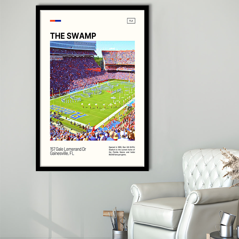 The Swamp Florida Gators Stadium Print, Florida Gators Stadium Art, Gifts for him, Sport Art, Framed Art Print Wall Decor