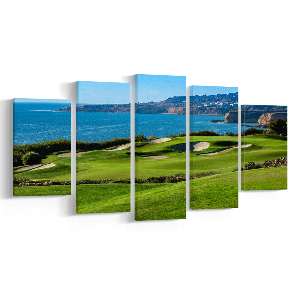 The Trump National Golf Course, In Rancho Palos Verdes California, 5 Pieces Mixed Canvas Print Wall Art