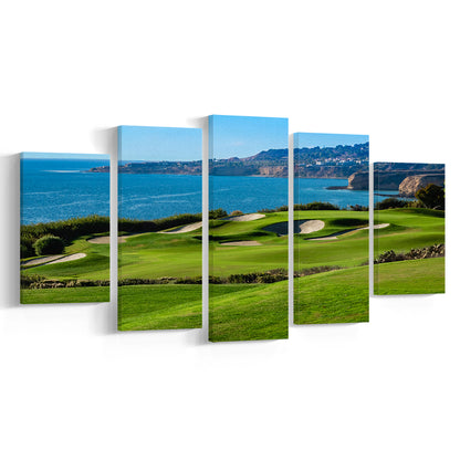 The Trump National Golf Course, In Rancho Palos Verdes California, 5 Pieces Mixed Canvas Print Wall Art
