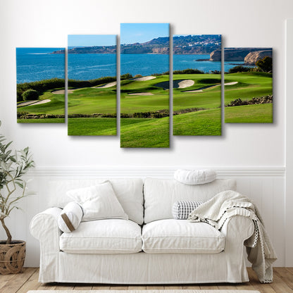 The Trump National Golf Course, In Rancho Palos Verdes California, 5 Pieces Mixed Canvas Print Wall Art