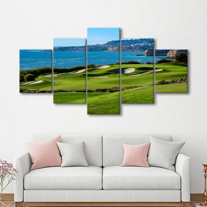 The Trump National Golf Course, In Rancho Palos Verdes California, 5 Pieces Mixed Canvas Print Wall Art