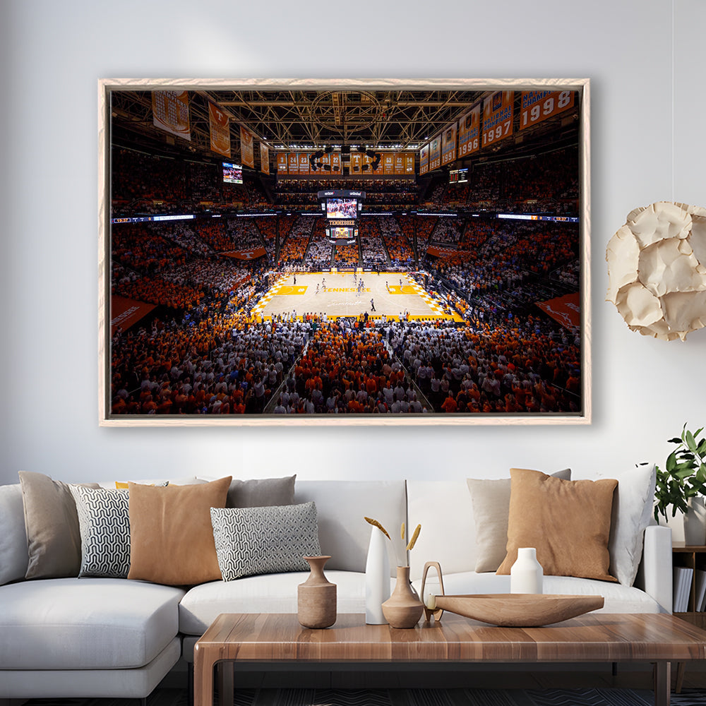 Thompson-Boling Arena, Stadium Canvas, Sport Art, Framed Canvas Print Wall Art, Floating Frame