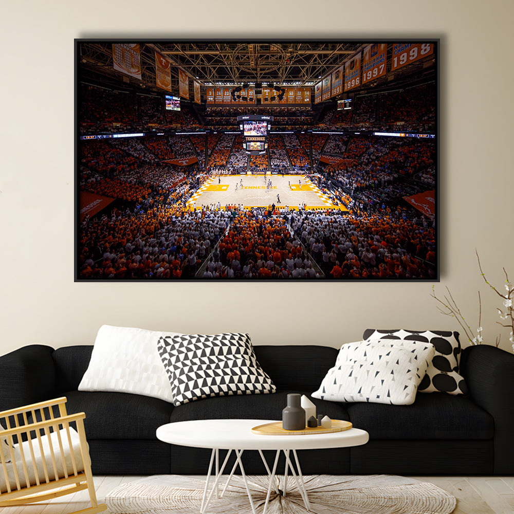 Thompson-Boling Arena, Stadium Canvas, Sport Art, Framed Canvas Print Wall Art, Floating Frame