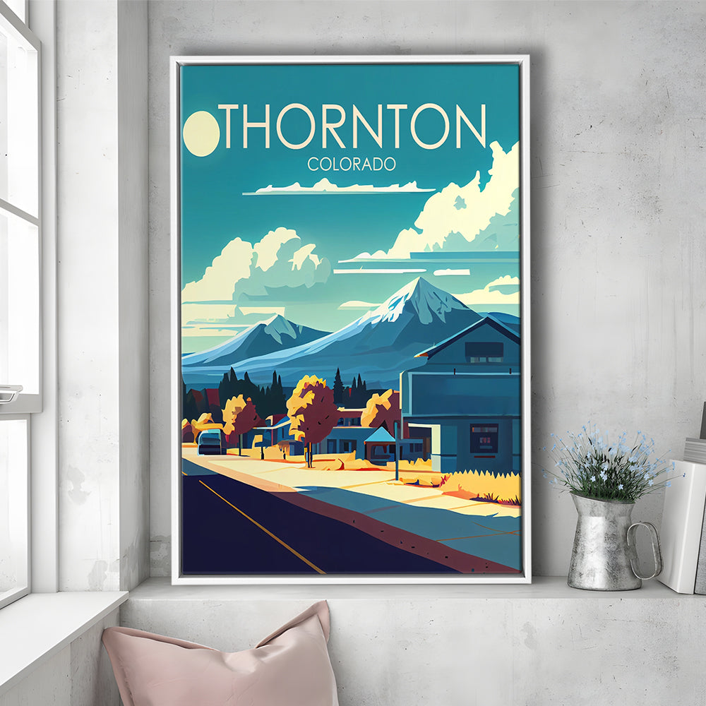 Thornton Colorado Retro Art Print, Thornton City Wall Art, Floating Framed Canvas Print, Framed Picture, Painting Canvas