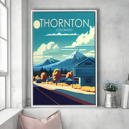 Thornton Colorado Retro Art Print, Thornton City Wall Art, Floating Framed Canvas Print, Framed Picture, Painting Canvas