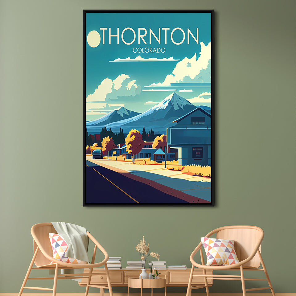 Thornton Colorado Retro Art Print, Thornton City Wall Art, Floating Framed Canvas Print, Framed Picture, Painting Canvas