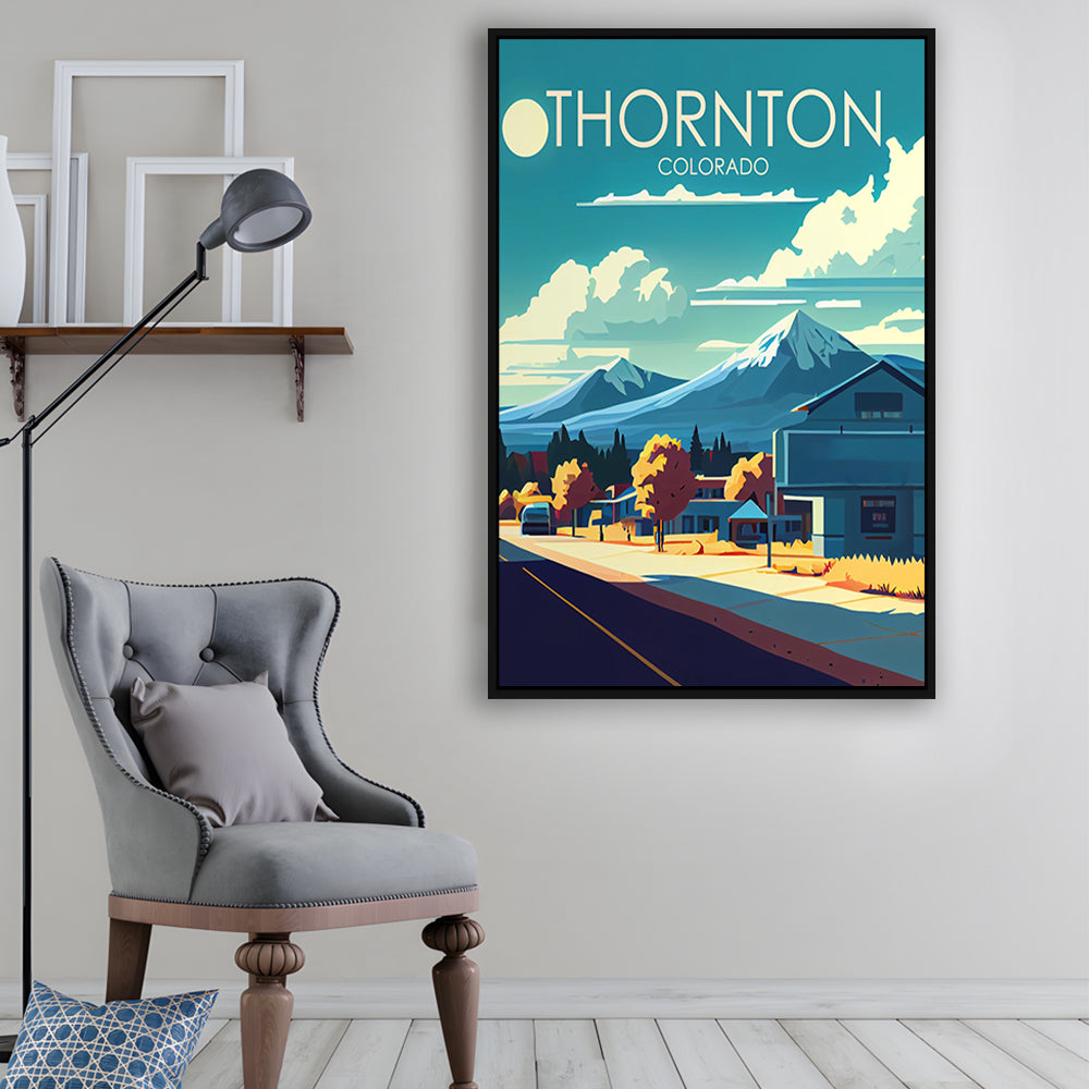 Thornton Colorado Retro Art Print, Thornton City Wall Art, Floating Framed Canvas Print, Framed Picture, Painting Canvas