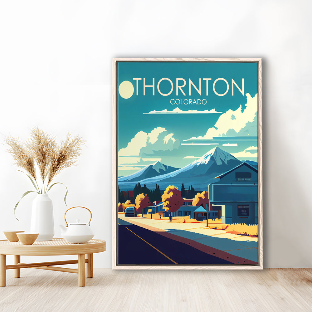 Thornton Colorado Retro Art Print, Thornton City Wall Art, Floating Framed Canvas Print, Framed Picture, Painting Canvas