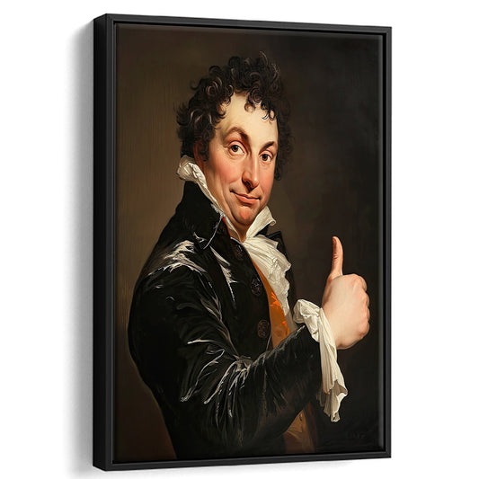 Thumbs Up Bathroom Decor, Vintage Gentleman Print,Academia, Framed Canvas Print Wall Art, Floating Frame