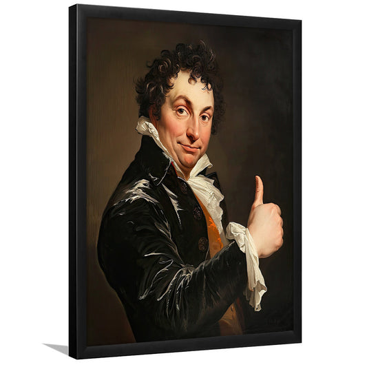 Thumbs Up Bathroom Decor, Vintage Gentleman Print,Academia, Framed Art Print Wall Decor, Picture Framed