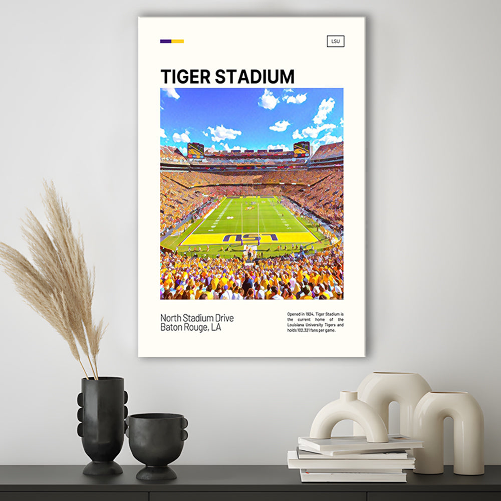 Tiger Stadium Print, LSU Tigers Football Stadium Canvas Art Art, Fan Gifts, Sport Art, Canvas Print Wall Art