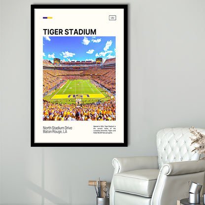 Tiger Stadium Print, LSU Tigers Football Stadium Art Art, Gifts for him, Sport Art, Framed Art Print Wall Decor